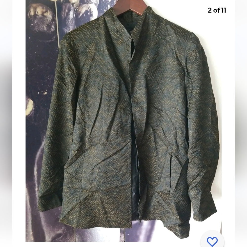 EILEEN FISHER Women's Long Sleeve Open Front Silk Blend Blazer Jacket Size XS